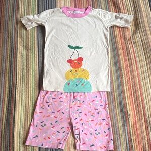 Hanna Anderson Girls 12 PJ Set Ice Cream Party